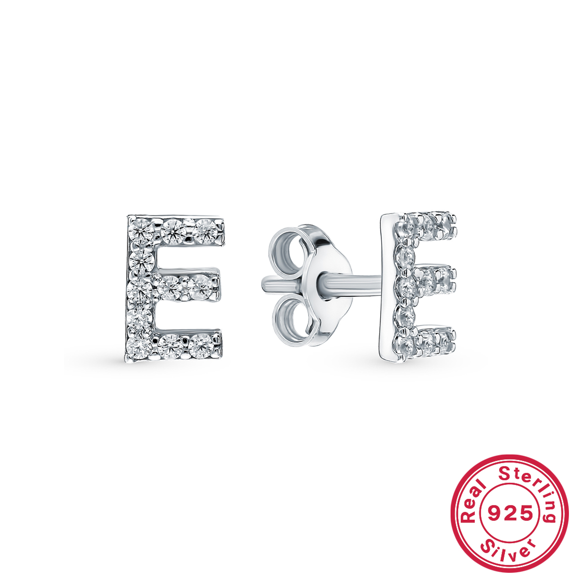 1 Pair Casual Simple Style Letter Plating Inlay Sterling Silver Zircon White Gold Plated Ear Studs display picture 13
