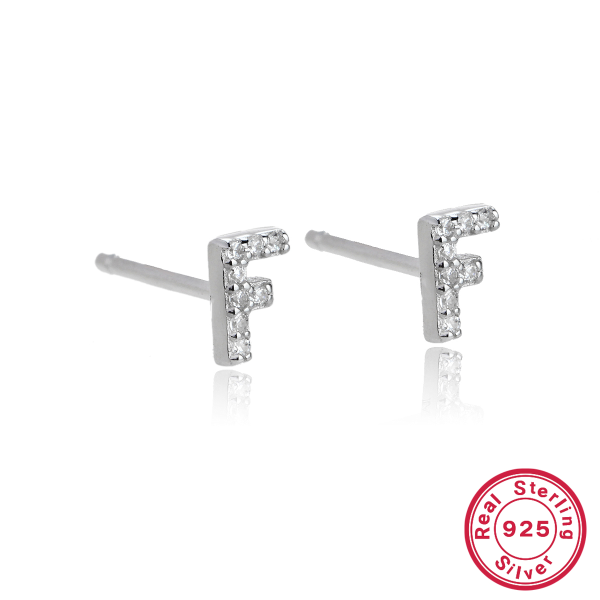 1 Pair Casual Simple Style Letter Plating Inlay Sterling Silver Zircon White Gold Plated Ear Studs display picture 12