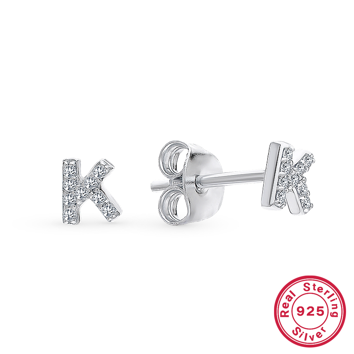 1 Pair Casual Simple Style Letter Plating Inlay Sterling Silver Zircon White Gold Plated Ear Studs display picture 10