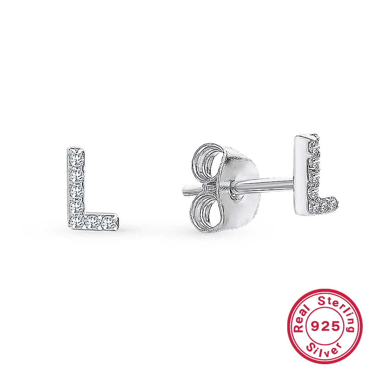 1 Pair Casual Simple Style Letter Plating Inlay Sterling Silver Zircon White Gold Plated Ear Studs display picture 9