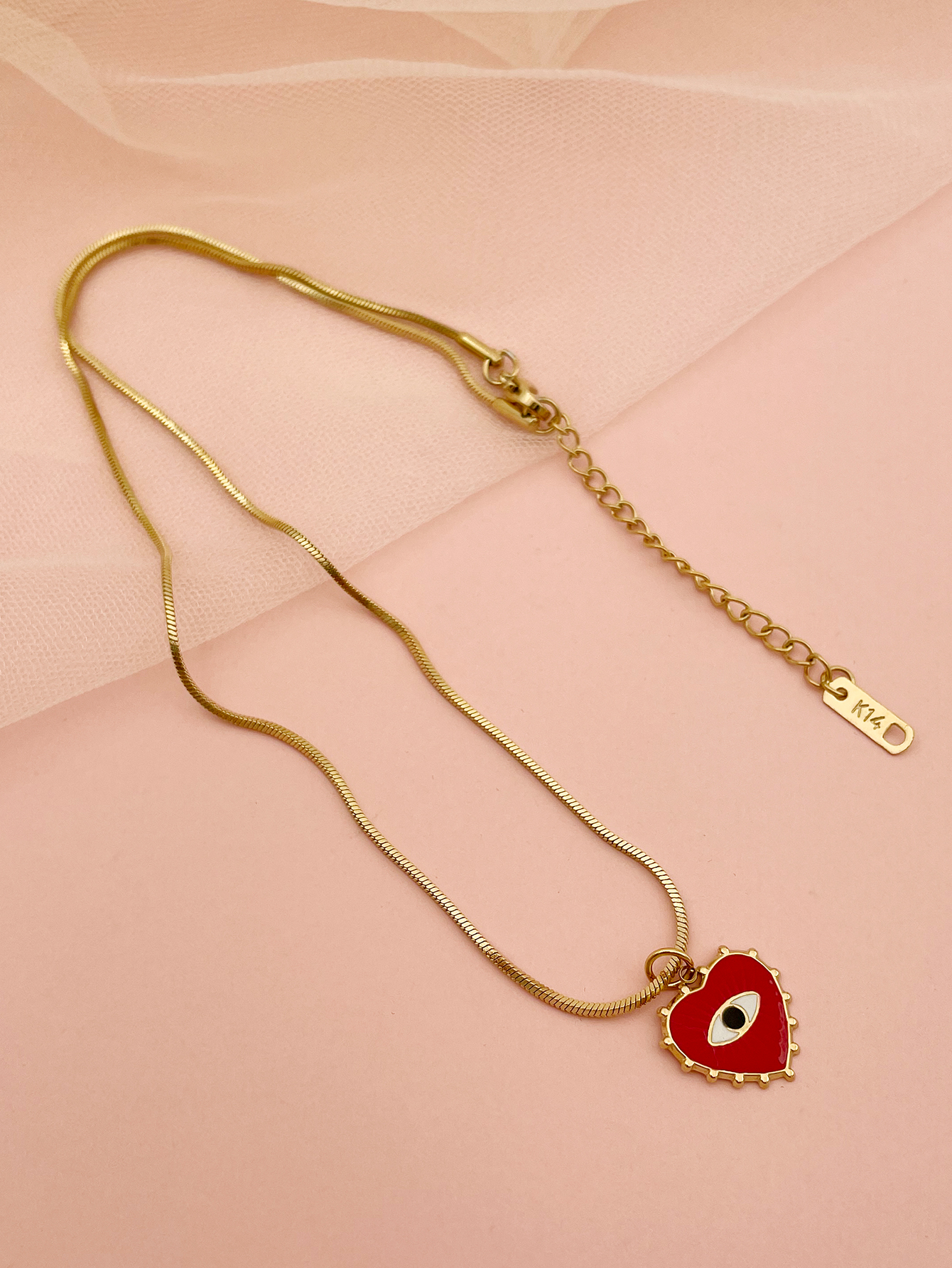 304 Stainless Steel Gold Plated Cute Commute Enamel Plating Heart Shape Eye display picture 1