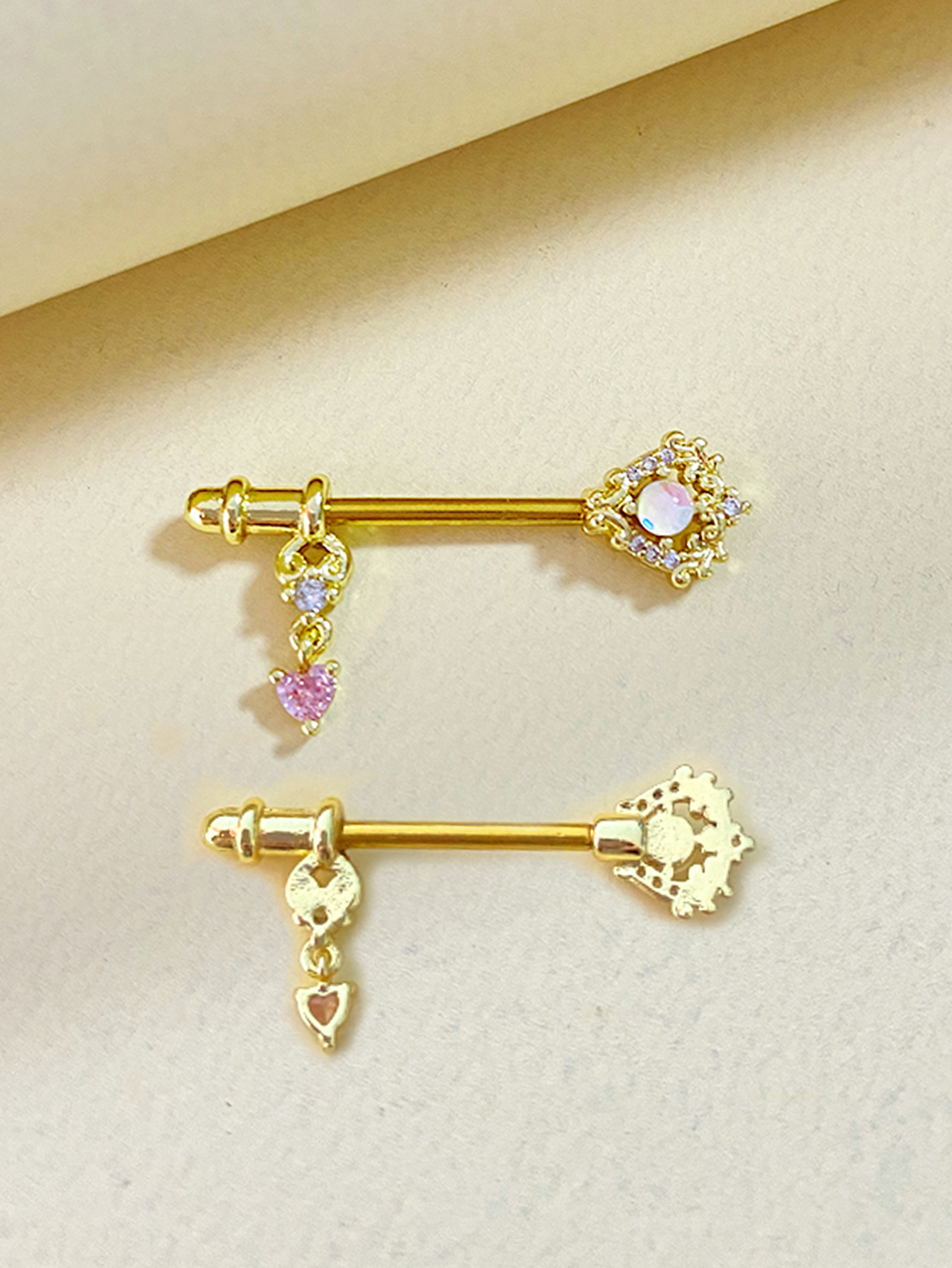 Sweet Streetwear Heart Shape Stainless Steel Plating Inlay Zircon 14k Gold Plated Nipple Ring display picture 4