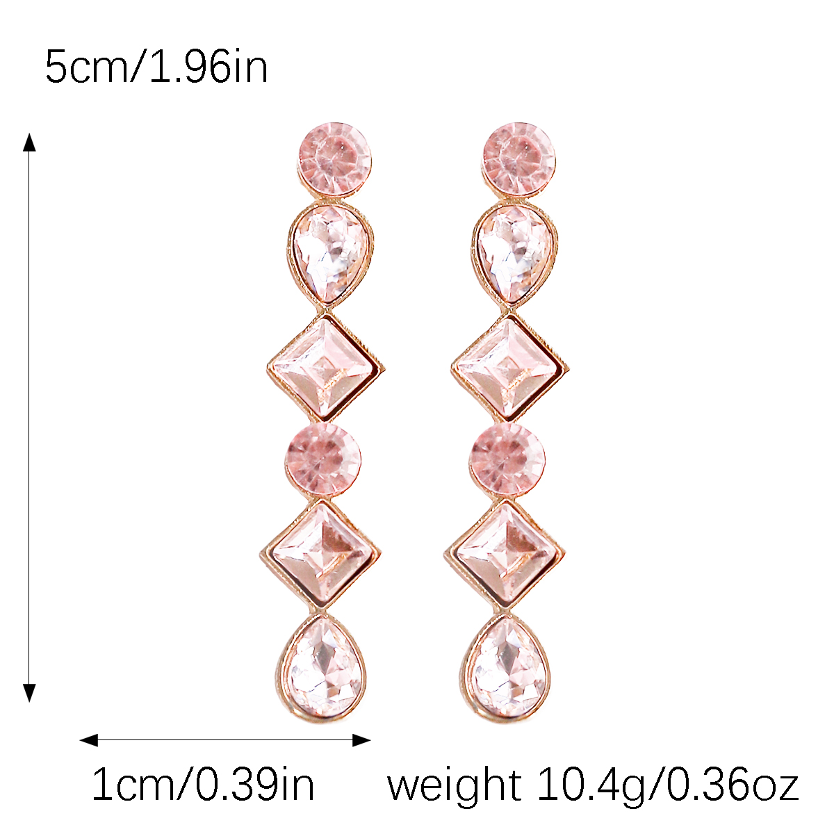 1 Pair Elegant Shiny Water Droplets Rhombus Inlay Alloy Glass Ear Studs display picture 7