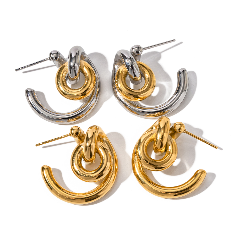 1 Pair Ig Style Irregular Plating Stainless Steel 18k Gold Plated Ear Studs display picture 6