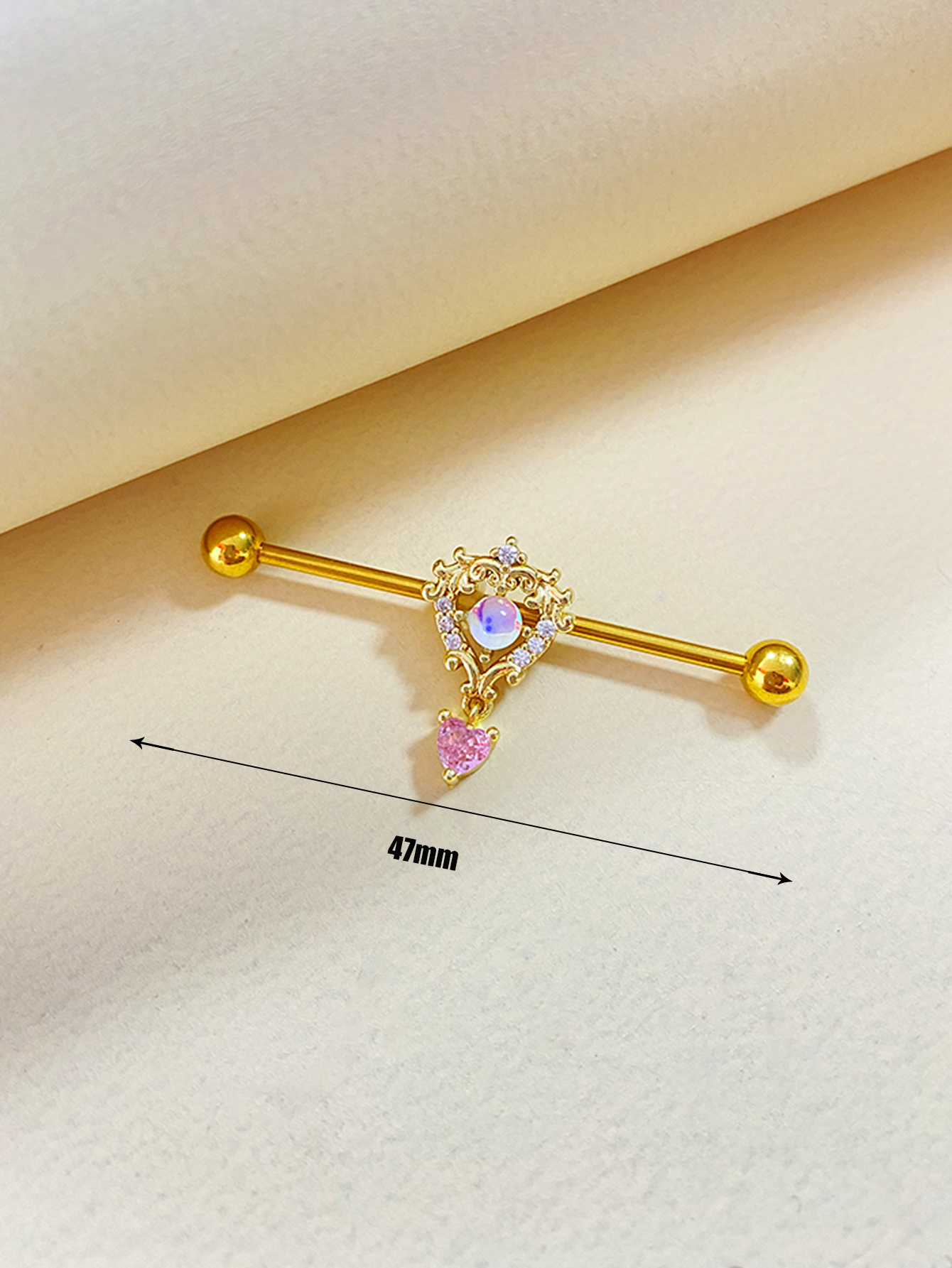 Cute Shiny Heart Shape Stainless Steel Steel Copper Plating Hollow Out Inlay Zircon White Gold Plated Gold Plated Ear Studs Belly Ring display picture 7