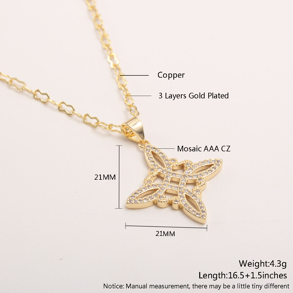 Casual Geometric Copper Plating Inlay Zircon Gold Plated Pendant Necklace display picture 9