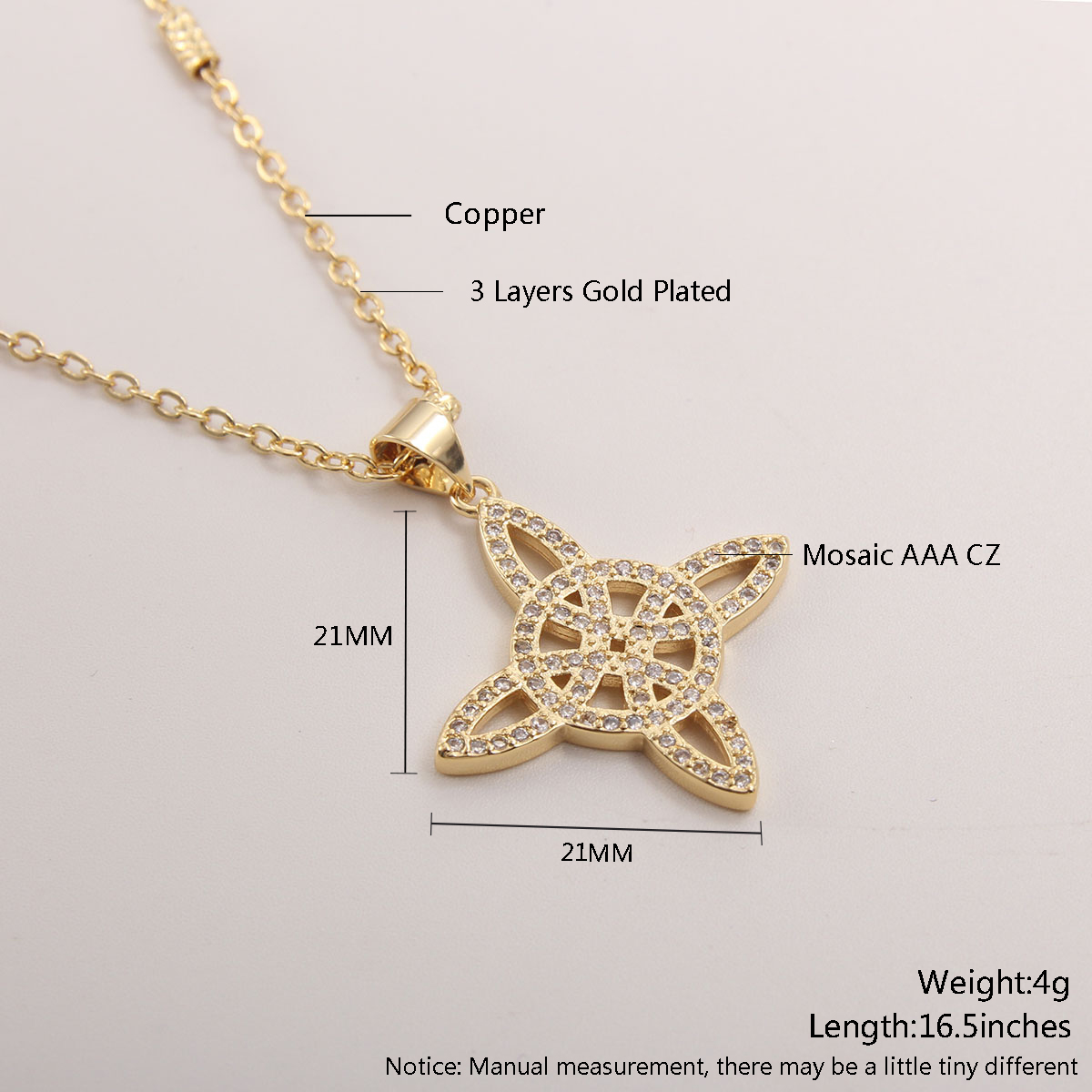 Casual Geometric Copper Plating Inlay Zircon Gold Plated Pendant Necklace display picture 10