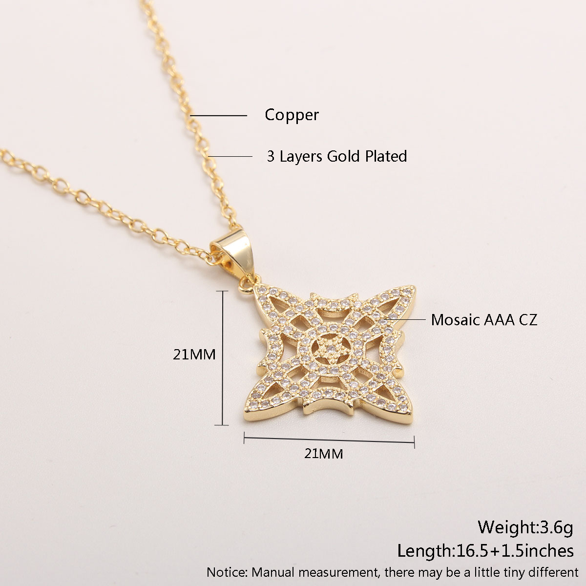 Casual Geometric Copper Plating Inlay Zircon Gold Plated Pendant Necklace display picture 11