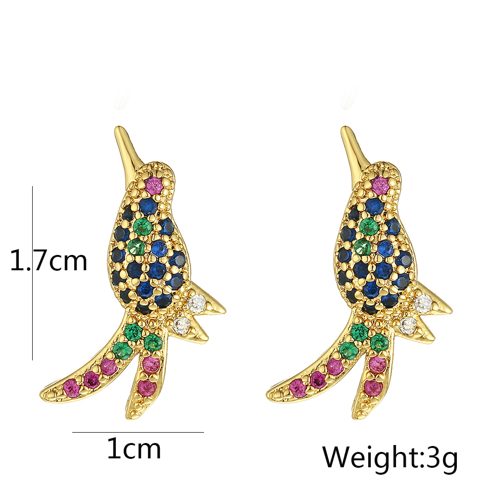 1 Pair Simple Style Bird Plating Inlay Copper Zircon 18k Gold Plated Ear Studs display picture 1