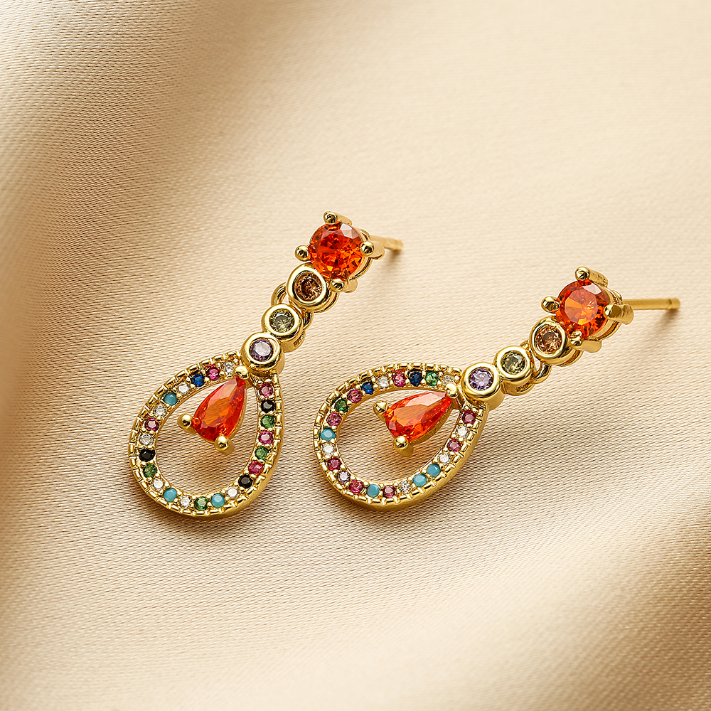 1 Pair Elegant Water Droplets Heart Shape Plating Inlay Copper Zircon 18k Gold Plated Drop Earrings display picture 3