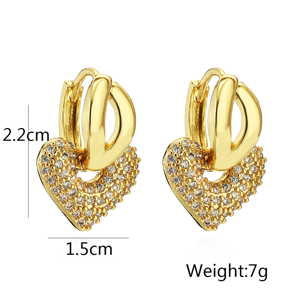 1 Pair Elegant Water Droplets Heart Shape Plating Inlay Copper Zircon 18k Gold Plated Drop Earrings display picture 1