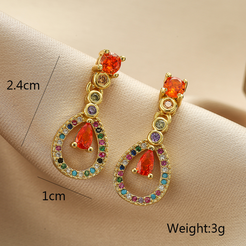 1 Pair Elegant Water Droplets Heart Shape Plating Inlay Copper Zircon 18k Gold Plated Drop Earrings display picture 2