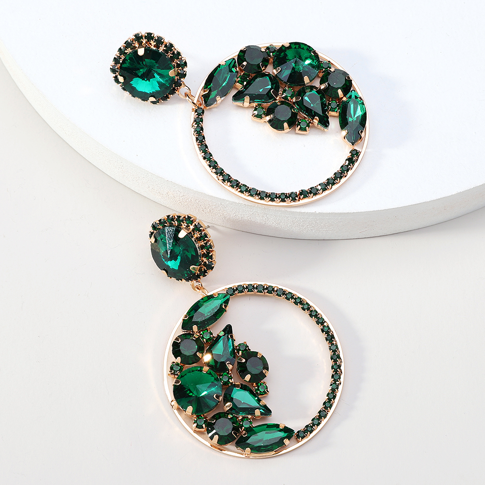 1 Pair Elegant Glam Formal Round Inlay Copper Alloy Rhinestones Drop Earrings display picture 3