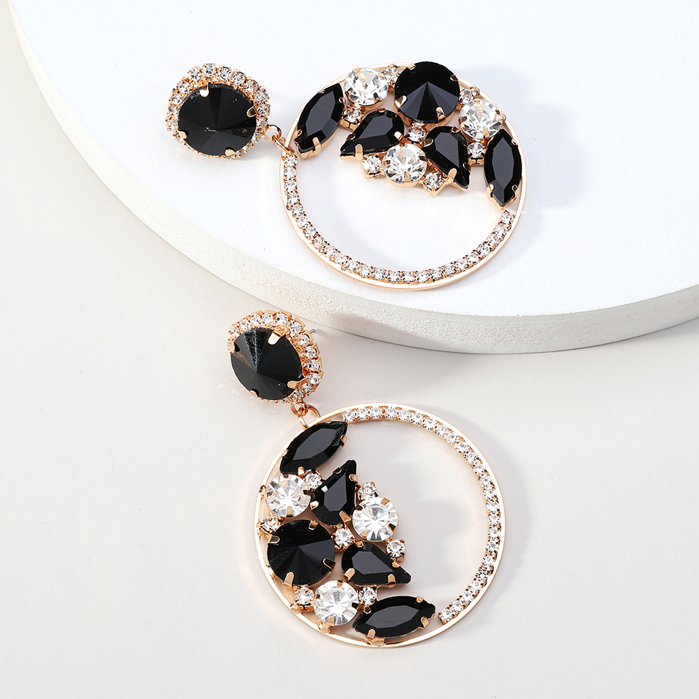 1 Pair Elegant Glam Formal Round Inlay Copper Alloy Rhinestones Drop Earrings display picture 4