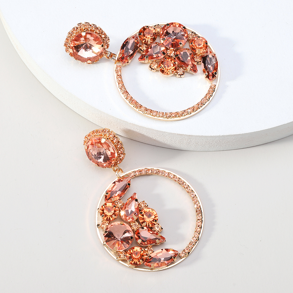 1 Pair Elegant Glam Formal Round Inlay Copper Alloy Rhinestones Drop Earrings display picture 5