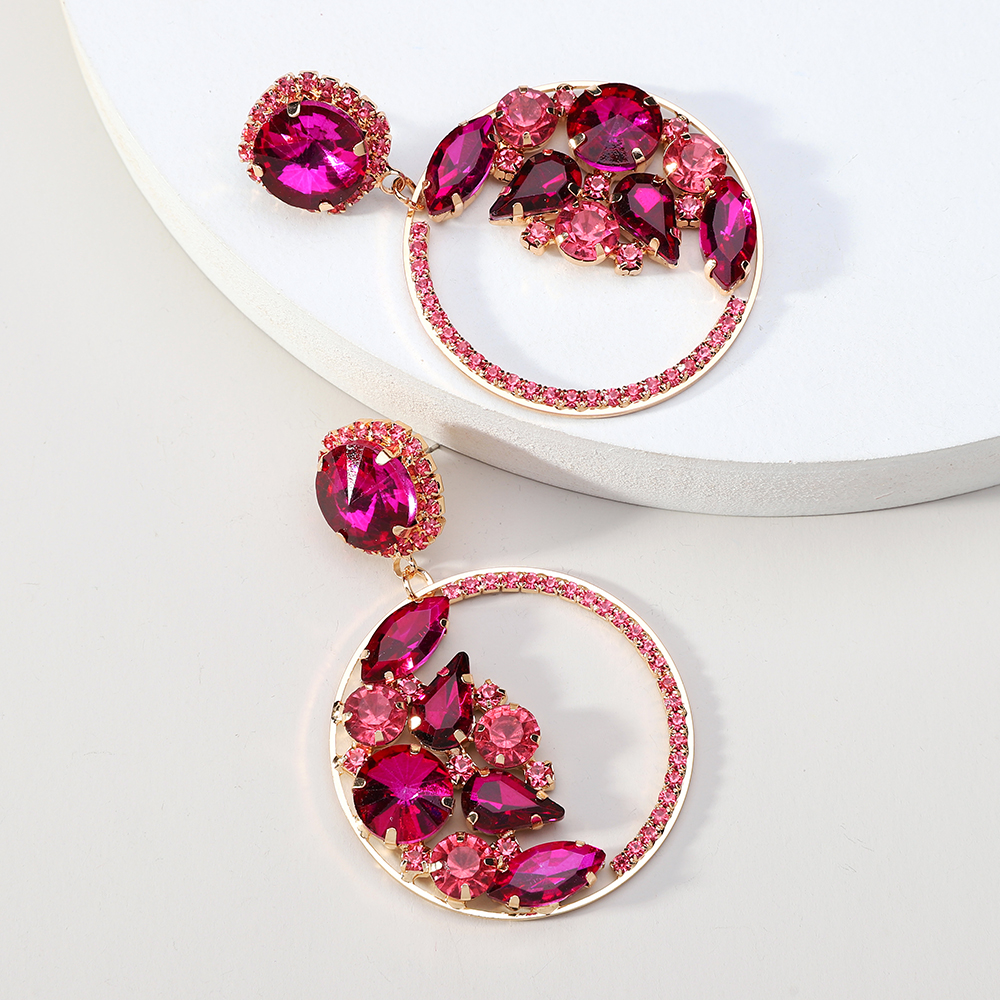 1 Pair Elegant Glam Formal Round Inlay Copper Alloy Rhinestones Drop Earrings display picture 7
