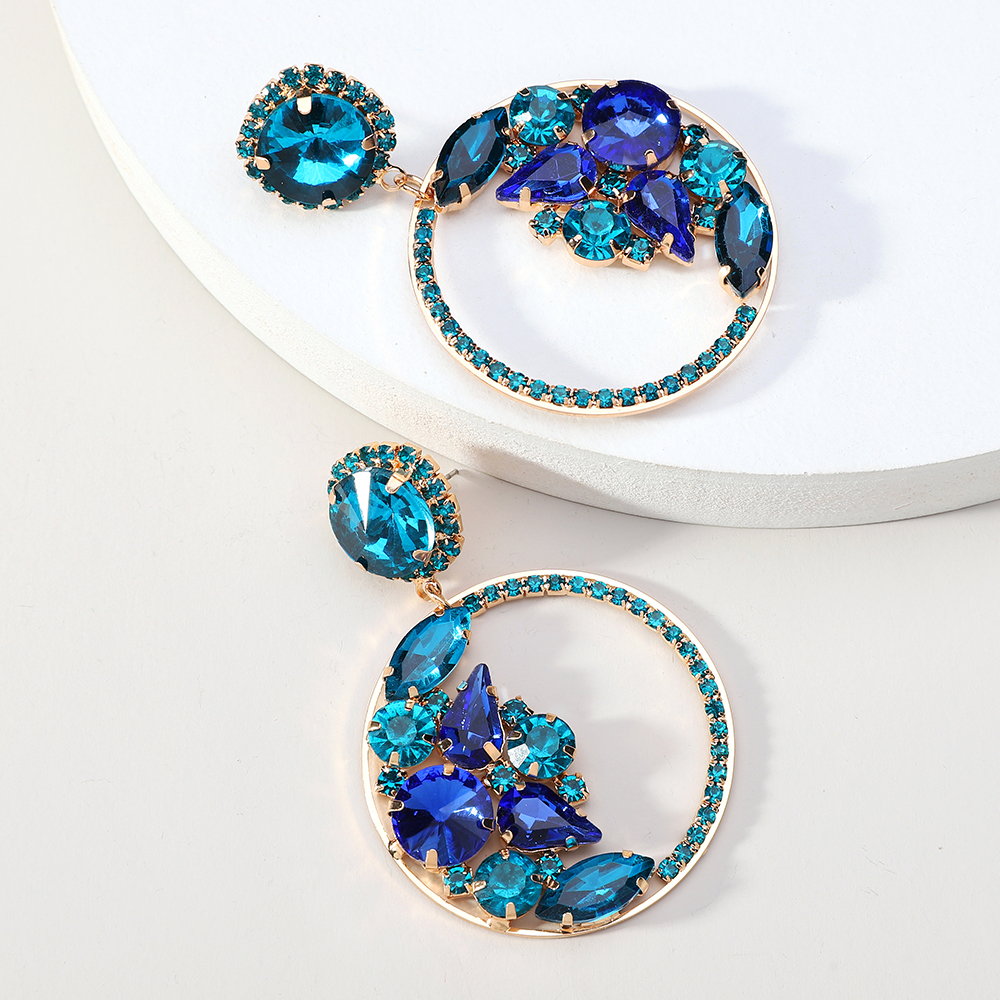 1 Pair Elegant Glam Formal Round Inlay Copper Alloy Rhinestones Drop Earrings display picture 6