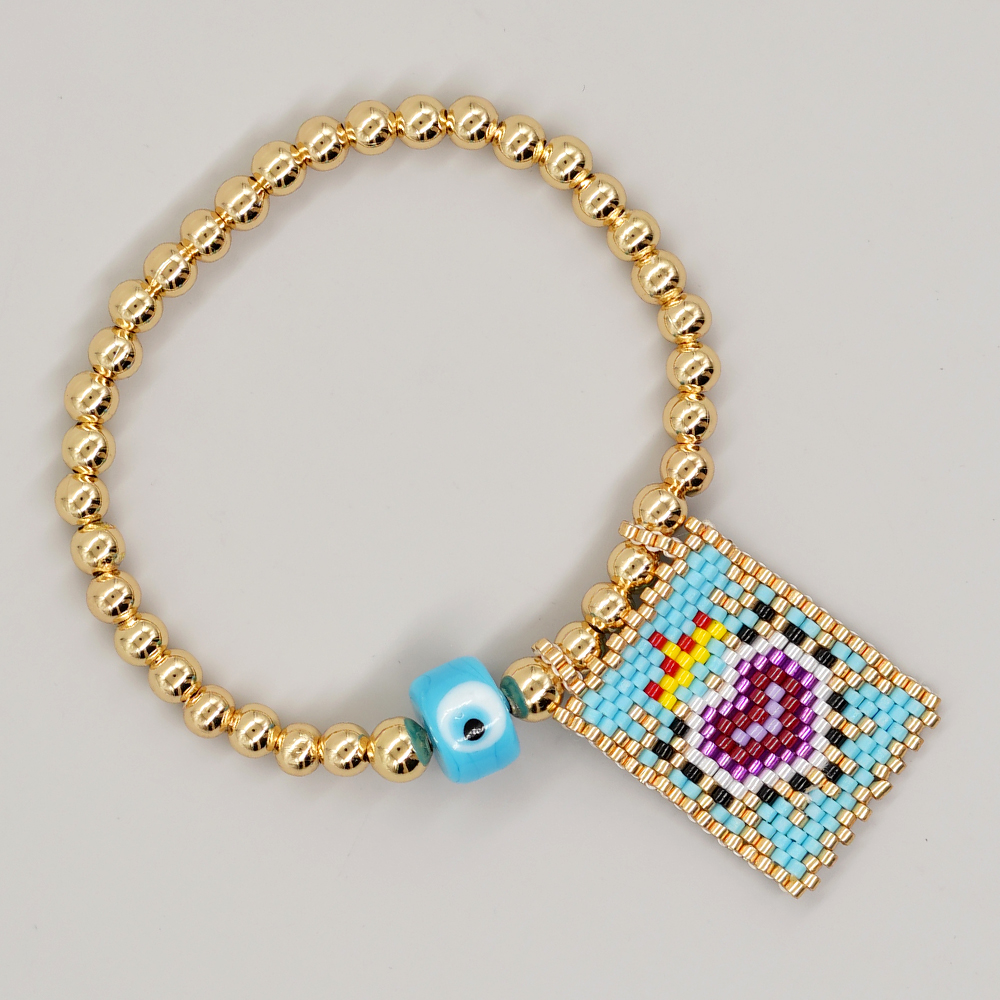 Novelty Devil's Eye Heart Shape Crown Glass Glass Copper Beaded Knitting Women's Bracelets display picture 9