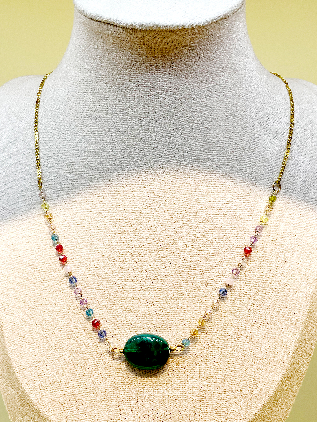 Retro Einfacher Stil Oval Edelstahl 304 Vergoldet Naturstein Kristall Perlen Halskette In Masse display picture 3