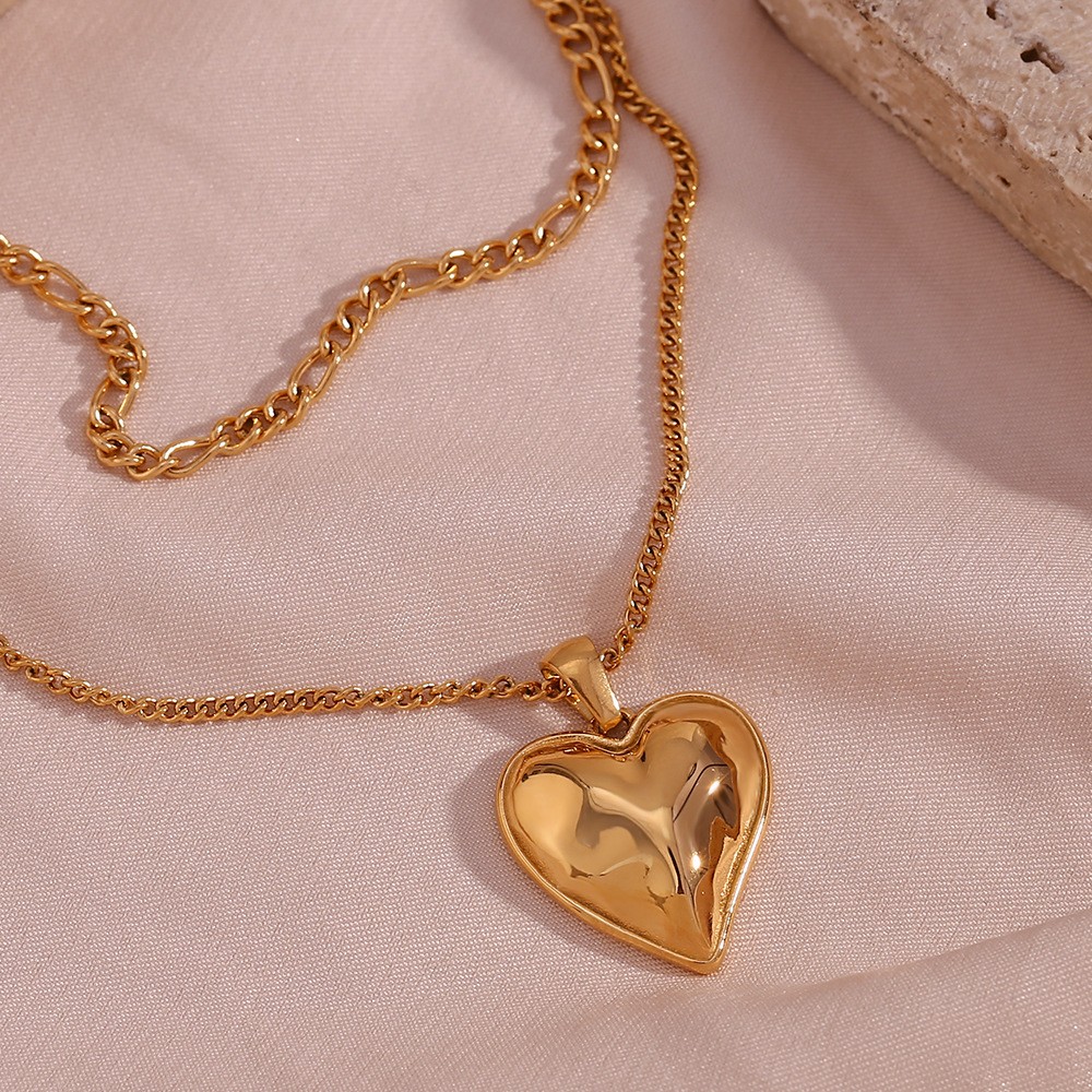 Vintage Style Sun Heart Shape Stainless Steel Plating Inlay Rhinestones 18k Gold Plated Pendant Necklace display picture 14