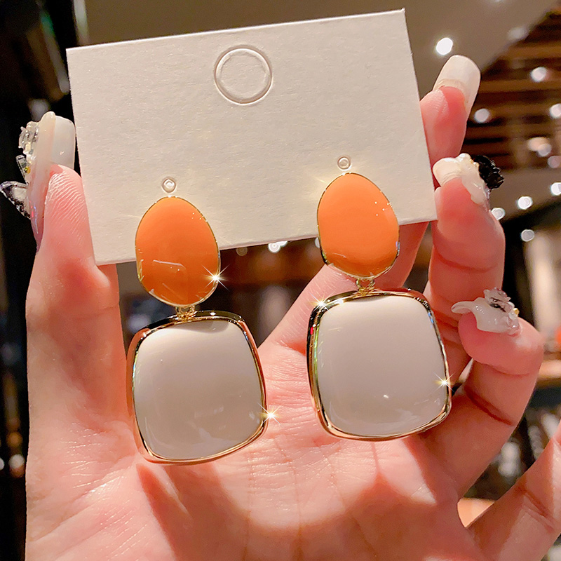 1 Pair Ig Style Square Enamel Plating Alloy Drop Earrings display picture 2