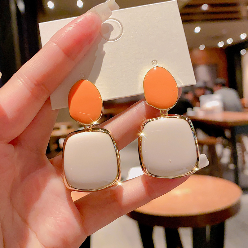 1 Pair Ig Style Square Enamel Plating Alloy Drop Earrings display picture 5