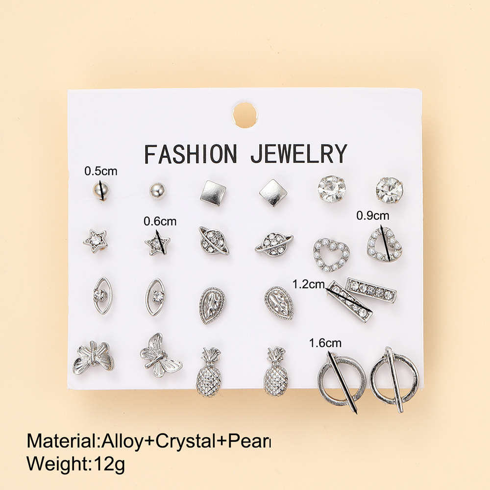 1 Set Simple Style Geometric Plating Inlay Alloy Artificial Pearls Rhinestones Ear Studs display picture 2