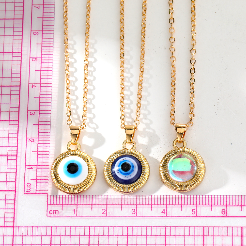 Vintage Style Simple Style Round Devil's Eye Resin Alloy Wholesale Pendant Necklace display picture 6