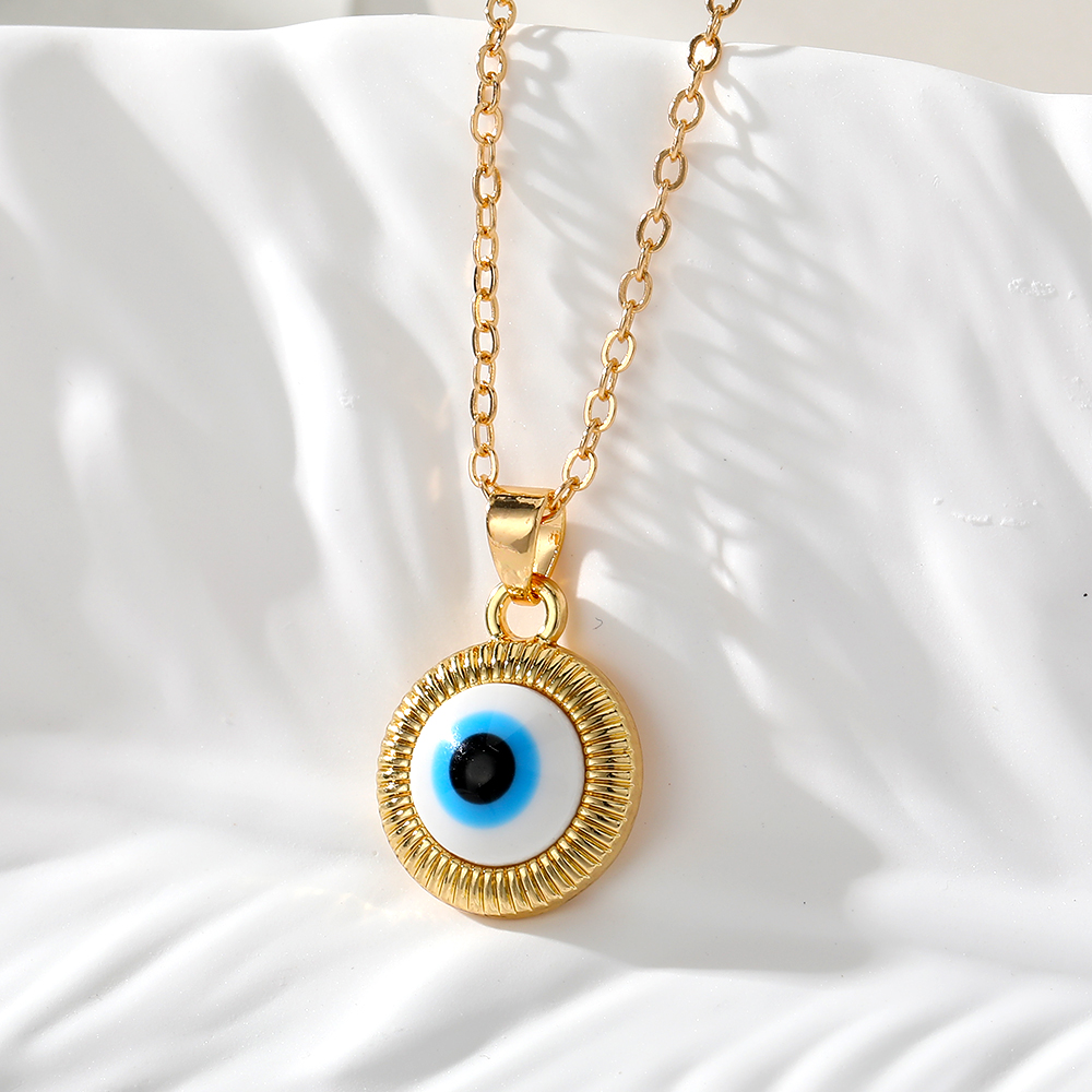 Vintage Style Simple Style Round Devil's Eye Resin Alloy Wholesale Pendant Necklace display picture 2