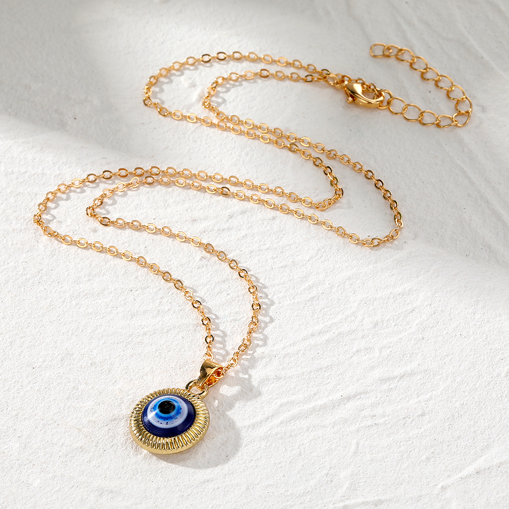 Vintage Style Simple Style Round Devil's Eye Resin Alloy Wholesale Pendant Necklace display picture 5