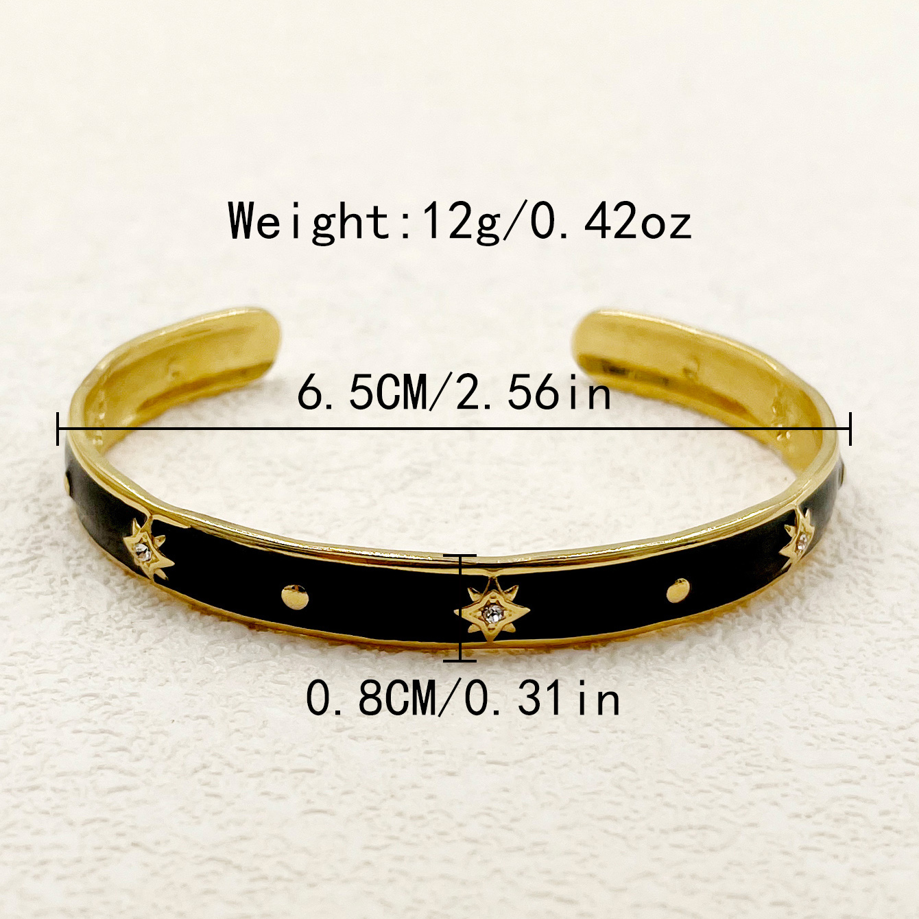 Casual Commute Star 304 Stainless Steel 14K Gold Plated Zircon Bangle In Bulk display picture 2