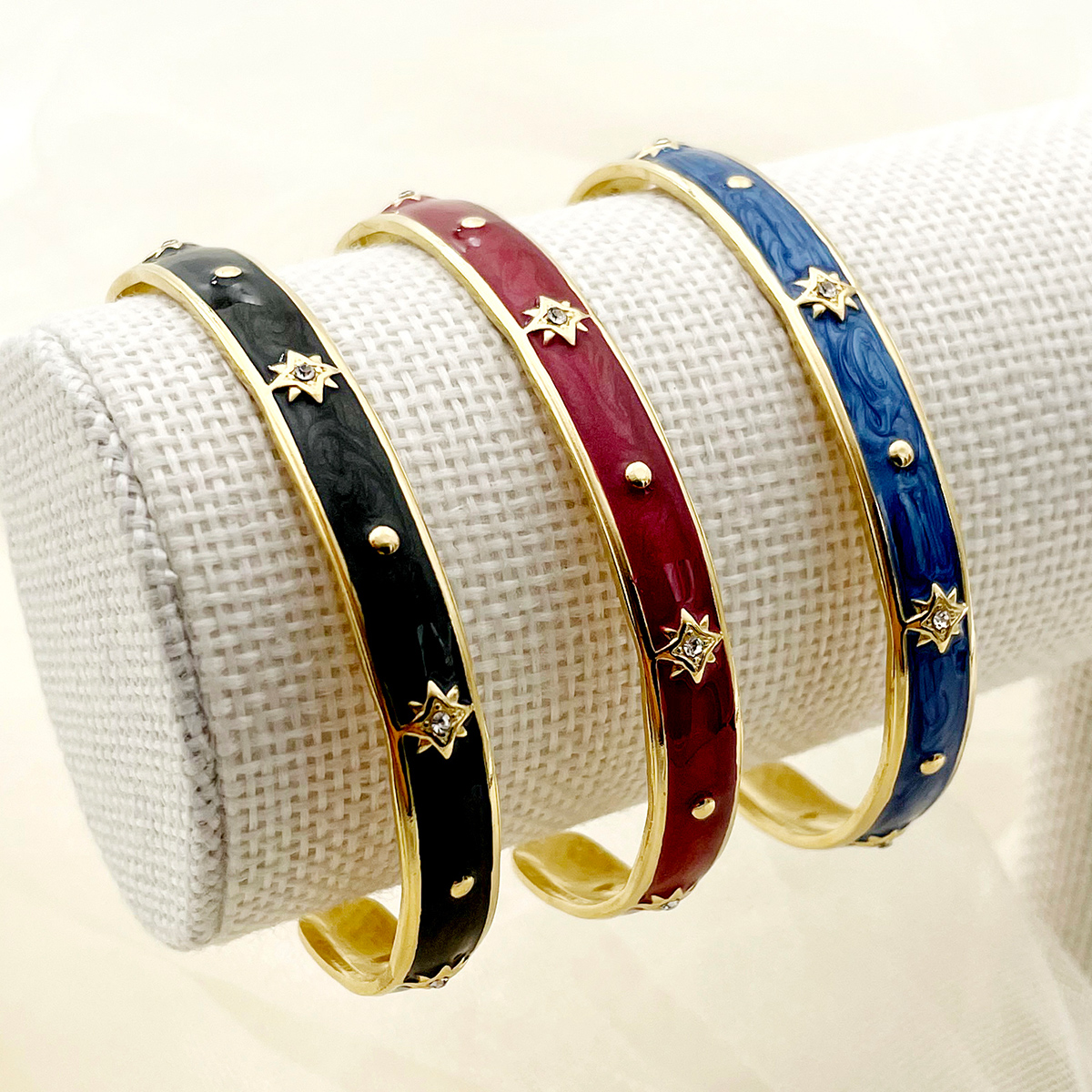 Casual Commute Star 304 Stainless Steel 14K Gold Plated Zircon Bangle In Bulk display picture 3