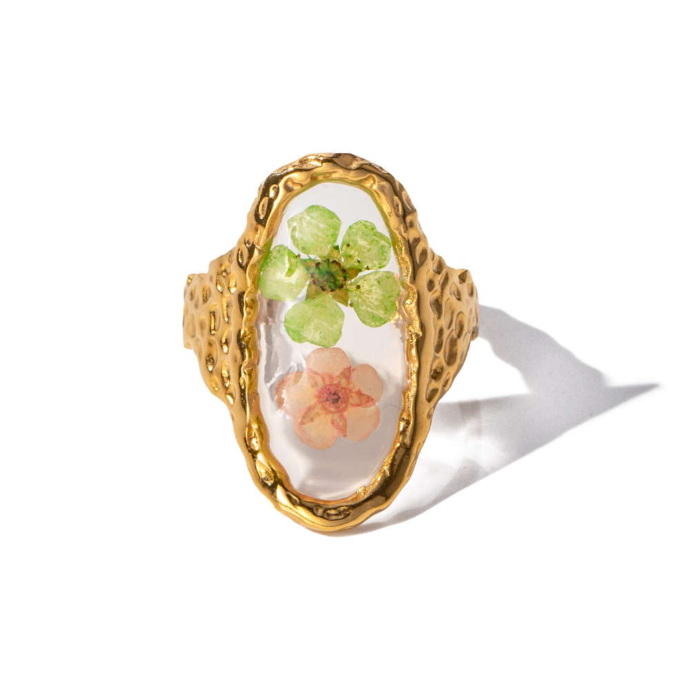 Elegant Retro Blume Rostfreier Stahl Überzug 18 Karat Vergoldet Offener Ring display picture 1