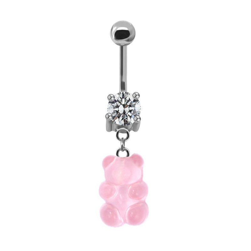 Casual Bear Stainless Steel Copper Beaded Plating Inlay Zircon White Gold Plated Belly Ring display picture 7