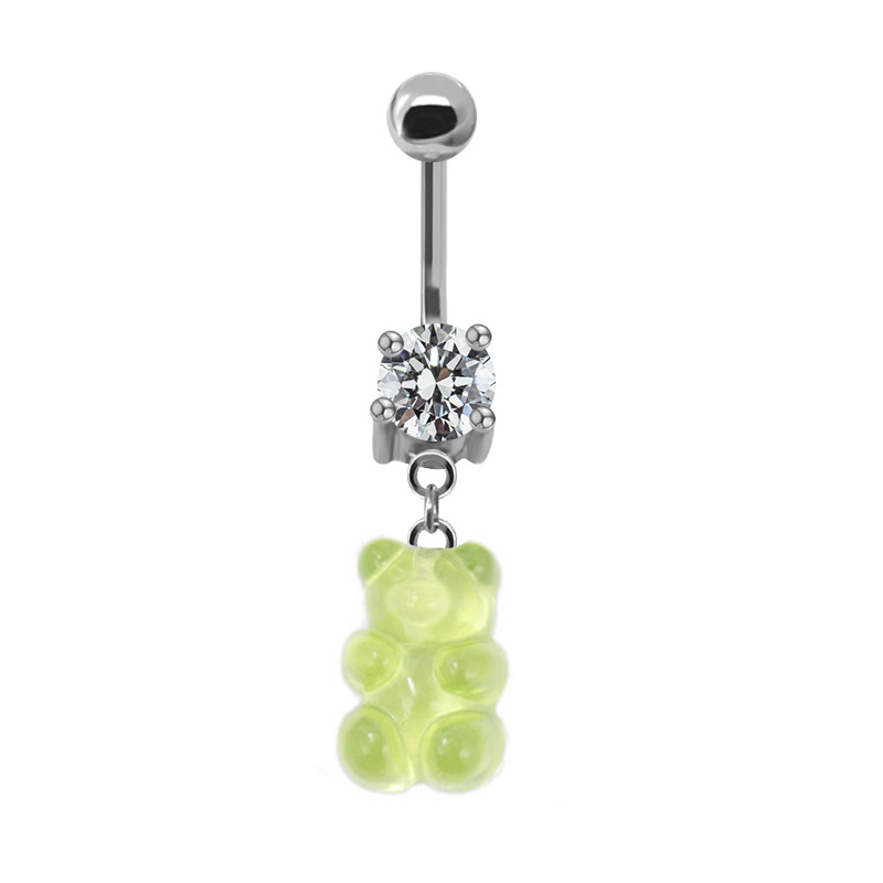 Casual Bear Stainless Steel Copper Beaded Plating Inlay Zircon White Gold Plated Belly Ring display picture 4