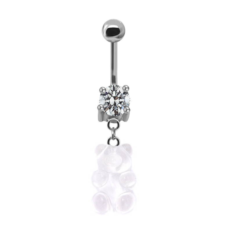 Casual Bear Stainless Steel Copper Beaded Plating Inlay Zircon White Gold Plated Belly Ring display picture 3