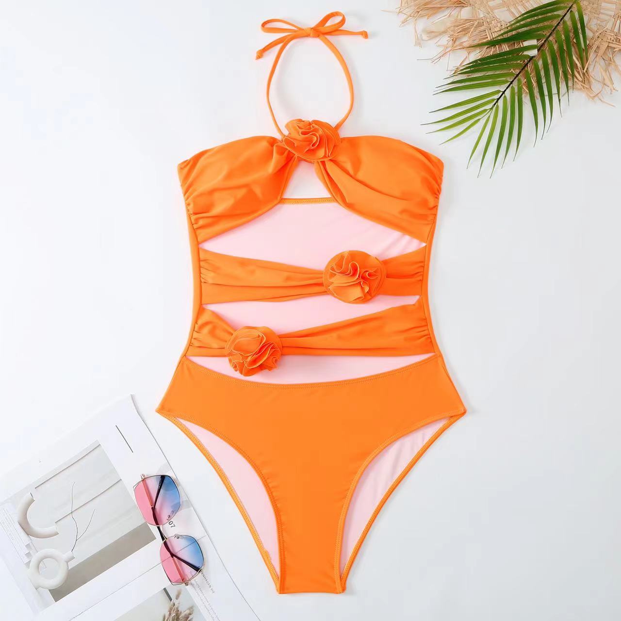 Women's Vacation Sexy Flower Hollow Out 2 Pieces Set One Piece display picture 8