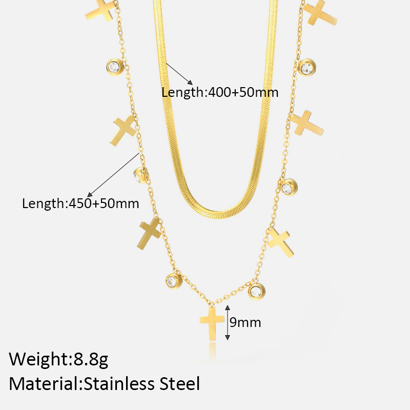 Acier Inoxydable Hip Hop Placage Incruster Traverser Strass Collier display picture 3