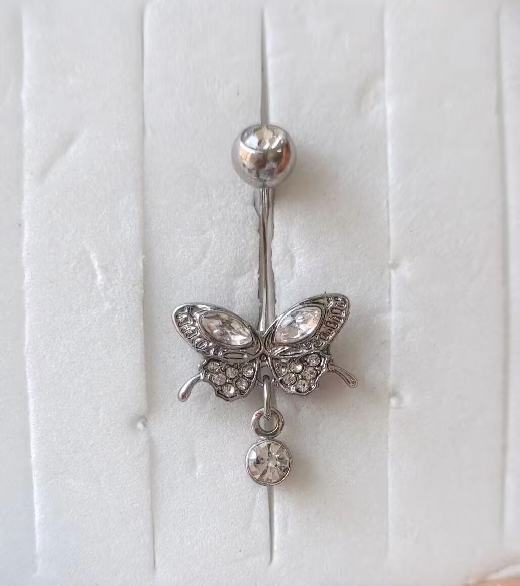 Classic Style Butterfly Stainless Steel Copper Plating Inlay Zircon White Gold Plated Gold Plated Belly Ring display picture 4