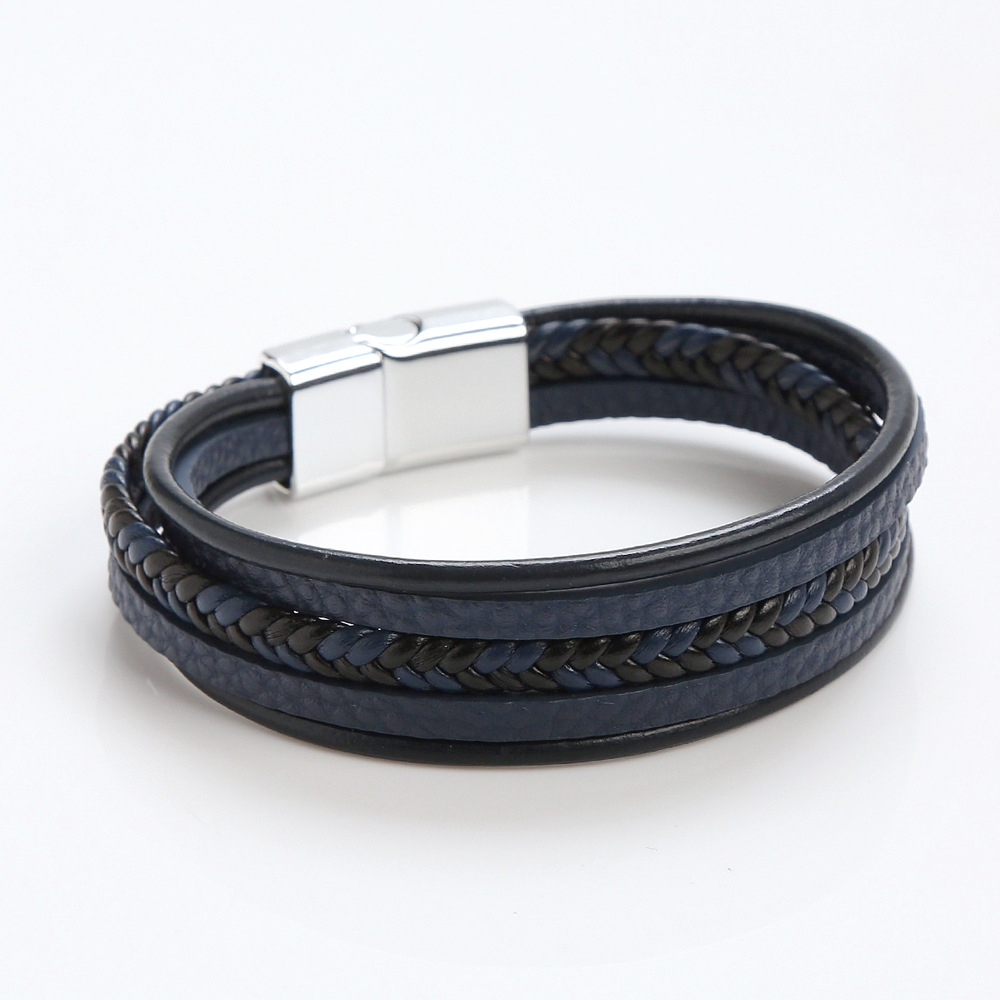 Classical Simple Style Solid Color Solid Color Alloy Handmade Men's Wristband display picture 4