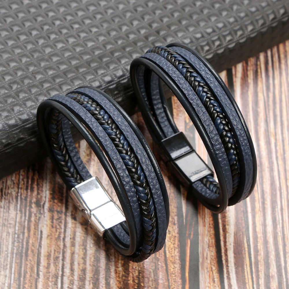 Classical Simple Style Solid Color Solid Color Alloy Handmade Men's Wristband display picture 1