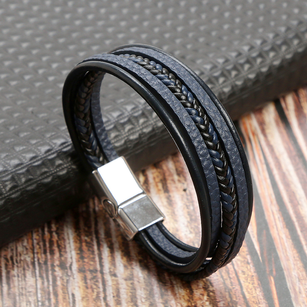 Classical Simple Style Solid Color Solid Color Alloy Handmade Men's Wristband display picture 6