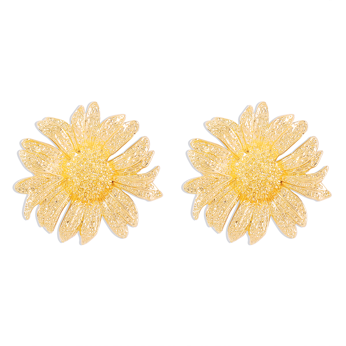 1 Pair Elegant Vintage Style Sunflower Flower Plating Alloy Gold Plated Ear Studs display picture 1