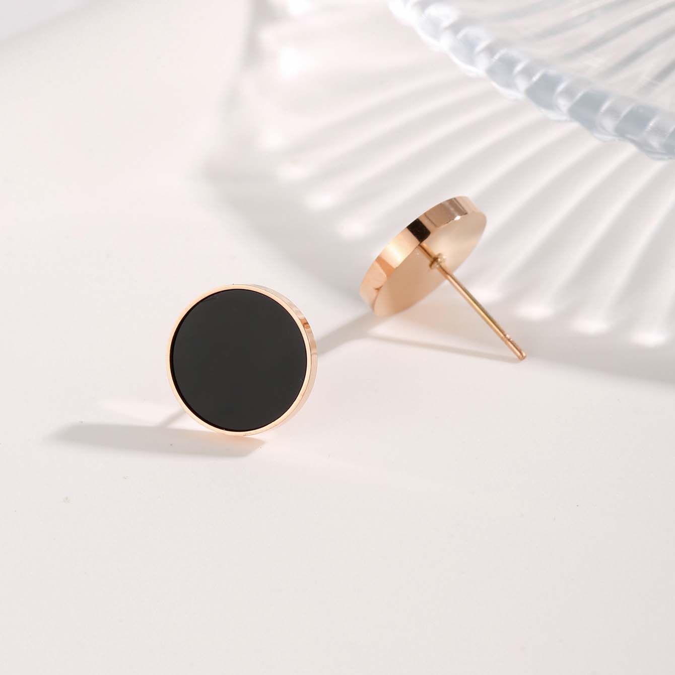 1 Pair Commute Circle Eye Plating Stainless Steel Resin Rose Gold Plated Ear Studs display picture 2