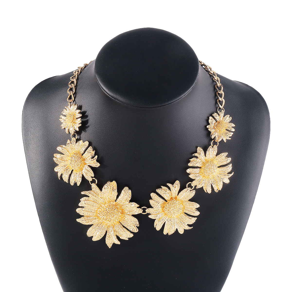 Wholesale Jewelry Vintage Style Tropical Sunflower Flower Alloy Iron Alloy Chain Pendant Necklace display picture 2