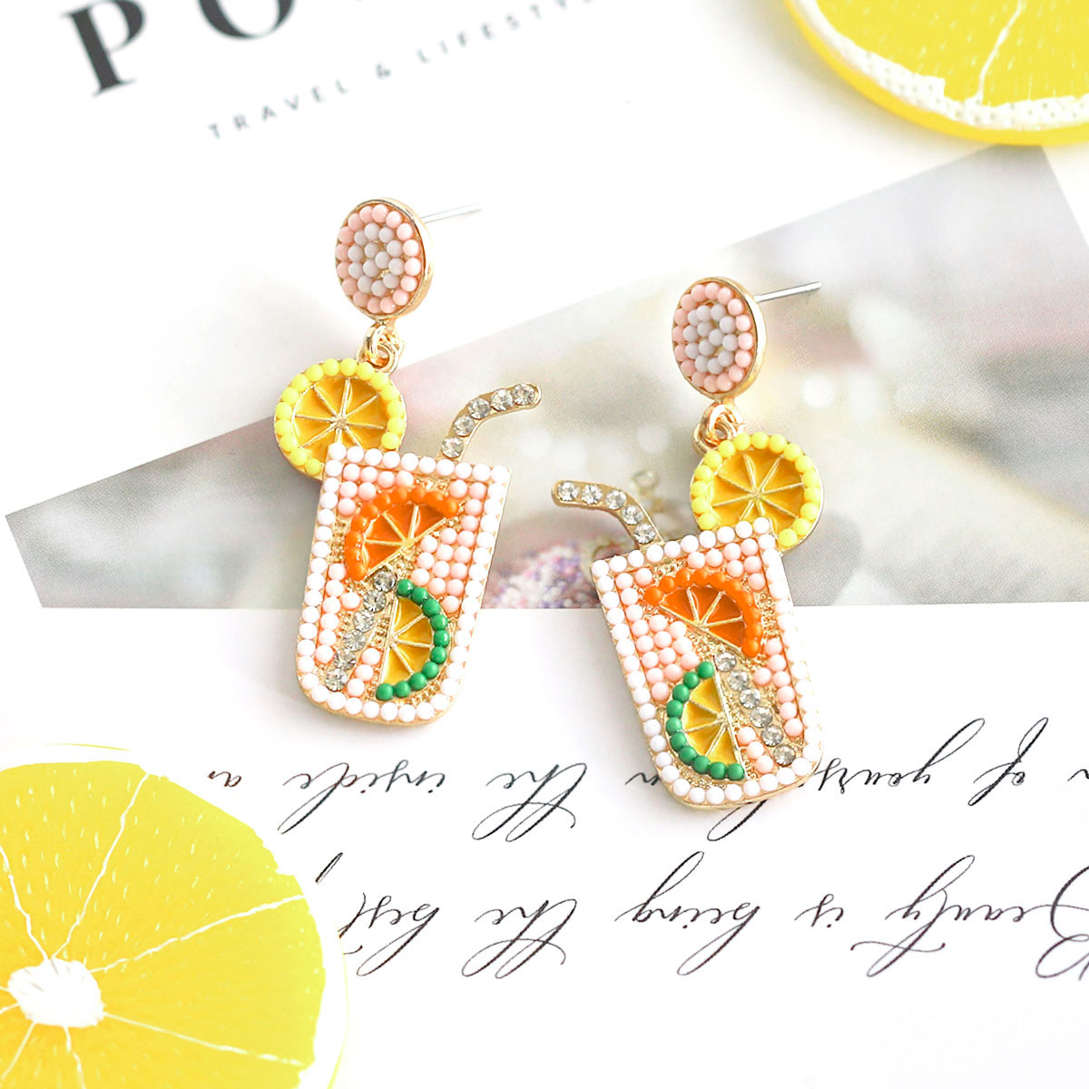 1 Pair Casual Hawaiian Vacation Drink Alloy Seed Bead Drop Earrings display picture 9