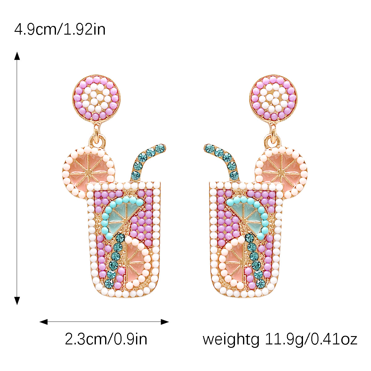 1 Pair Casual Hawaiian Vacation Drink Alloy Seed Bead Drop Earrings display picture 2