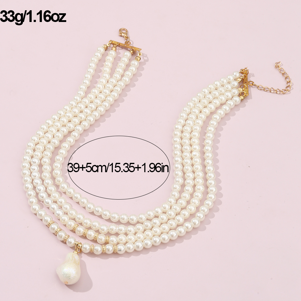 Sweet Solid Color Imitation Pearl Baroque Pearls Wholesale Layered Necklaces display picture 6