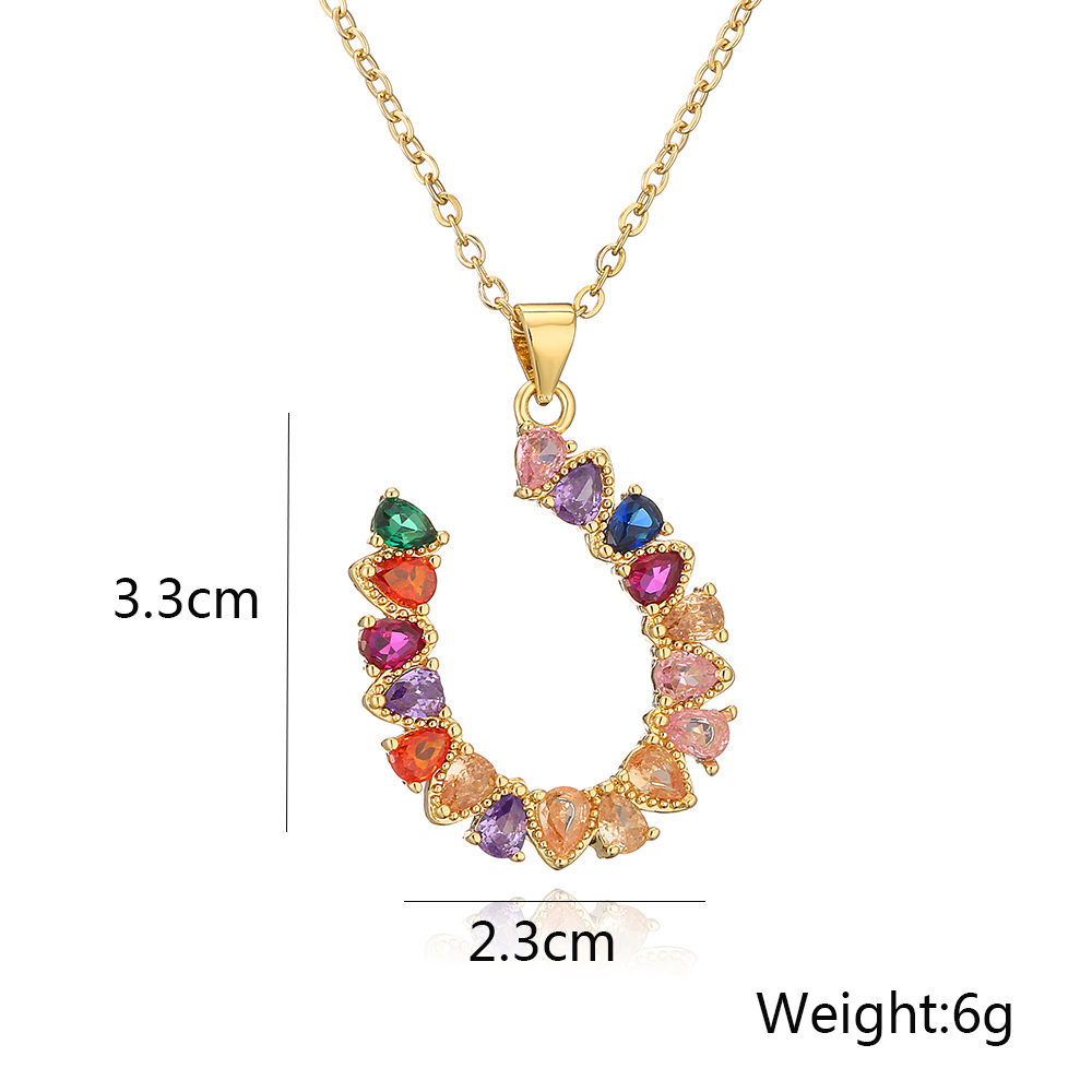 Elegant Simple Style U Shape Heart Shape Copper Plating Inlay Zircon 18k Gold Plated Pendant Necklace display picture 1