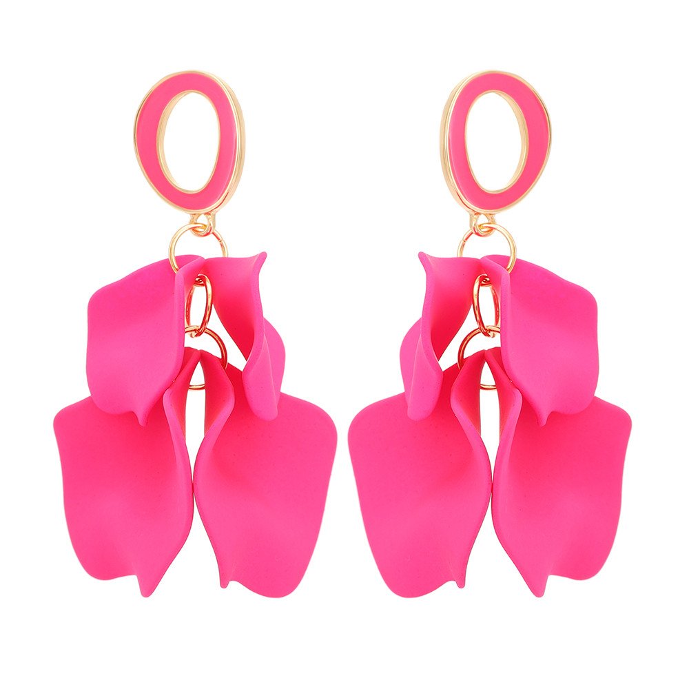 1 Pair Elegant Romantic Sweet Petal Spray Paint Painted Inlay Zinc Alloy Acrylic Dangling Earrings display picture 2